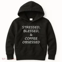 Stressed Bless Coffee Obsessed Kids Hoodie thumb 0