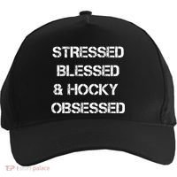 Stressed Blessed Hockey Obsessed Five-Panel Snapback Cap thumb 0