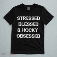Stressed Blessed Hockey Obsessed T-Shirt thumb 5