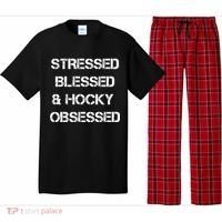 Stressed Blessed Hockey Obsessed Pajama Set thumb 0