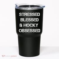 Stressed Blessed Hockey Obsessed Tumbler thumb 0