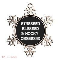 Stressed Blessed Hockey Obsessed Ornament thumb 0