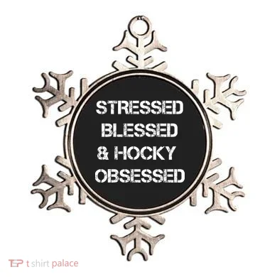 Stressed Blessed Hockey Obsessed Ornament