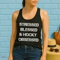 Stressed Blessed Hockey Obsessed Women's Tank Top thumb 2