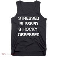 Stressed Blessed Hockey Obsessed Tank Top thumb 0