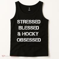 Stressed Blessed Hockey Obsessed Tank Top thumb 2