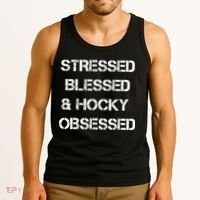 Stressed Blessed Hockey Obsessed Tank Top thumb 3