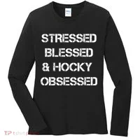 Stressed Blessed Hockey Obsessed Women's Long Sleeve Shirt thumb 0