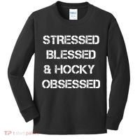 Stressed Blessed Hockey Obsessed Kids Long Sleeve Shirt thumb 0