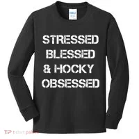 Stressed Blessed Hockey Obsessed Kids Long Sleeve Shirt thumb 0