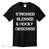 Stressed Blessed Hockey Obsessed Kids T-Shirt thumb 0
