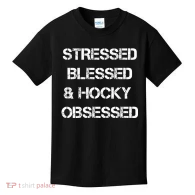 Stressed Blessed Hockey Obsessed Kids T-Shirt