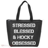 Stressed Blessed Hockey Obsessed Tote Bag thumb 0