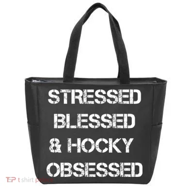 Stressed Blessed Hockey Obsessed Tote Bag
