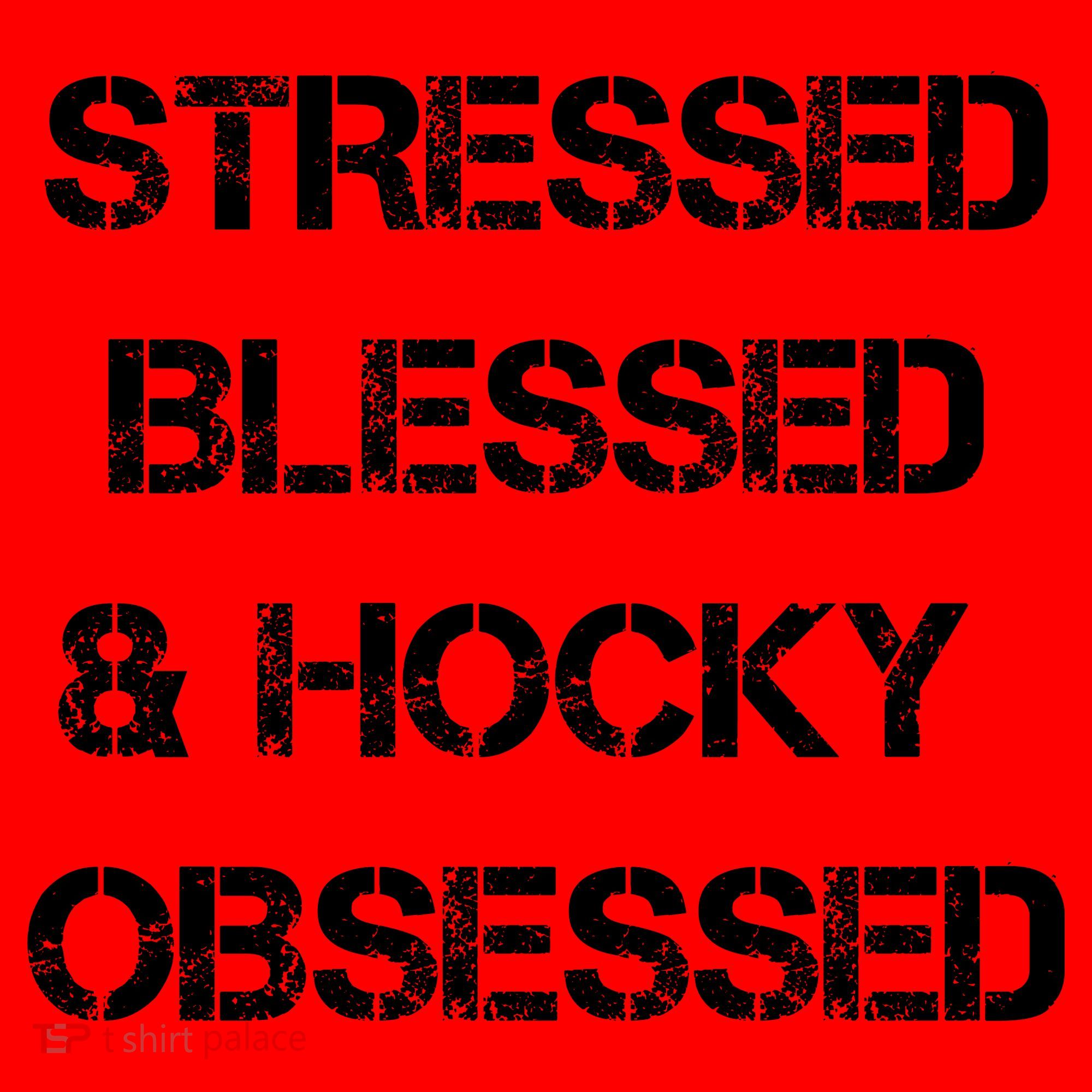 Stressed Blessed Hockey Obsessed Santa Hat