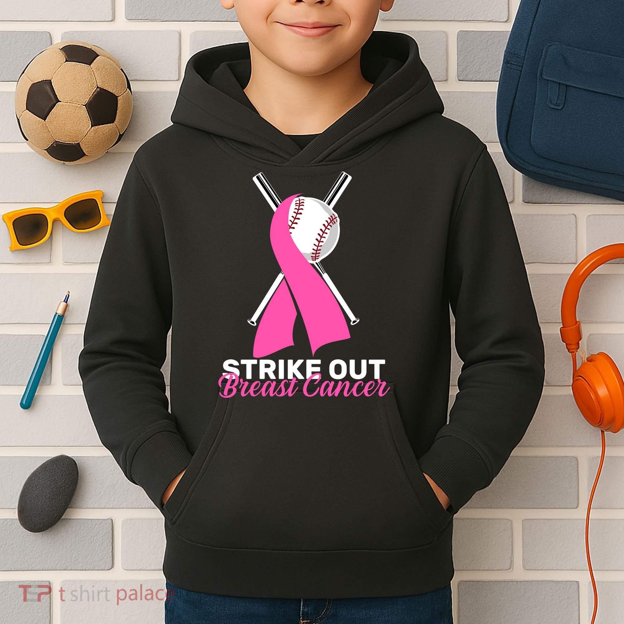 Strike Out Breast Cancer Kids Hoodie