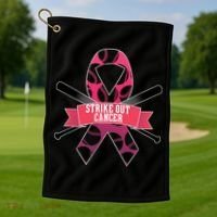 Strike Out Cancer Golf Towel thumb 1