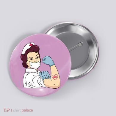 Strong Female Nurse Button