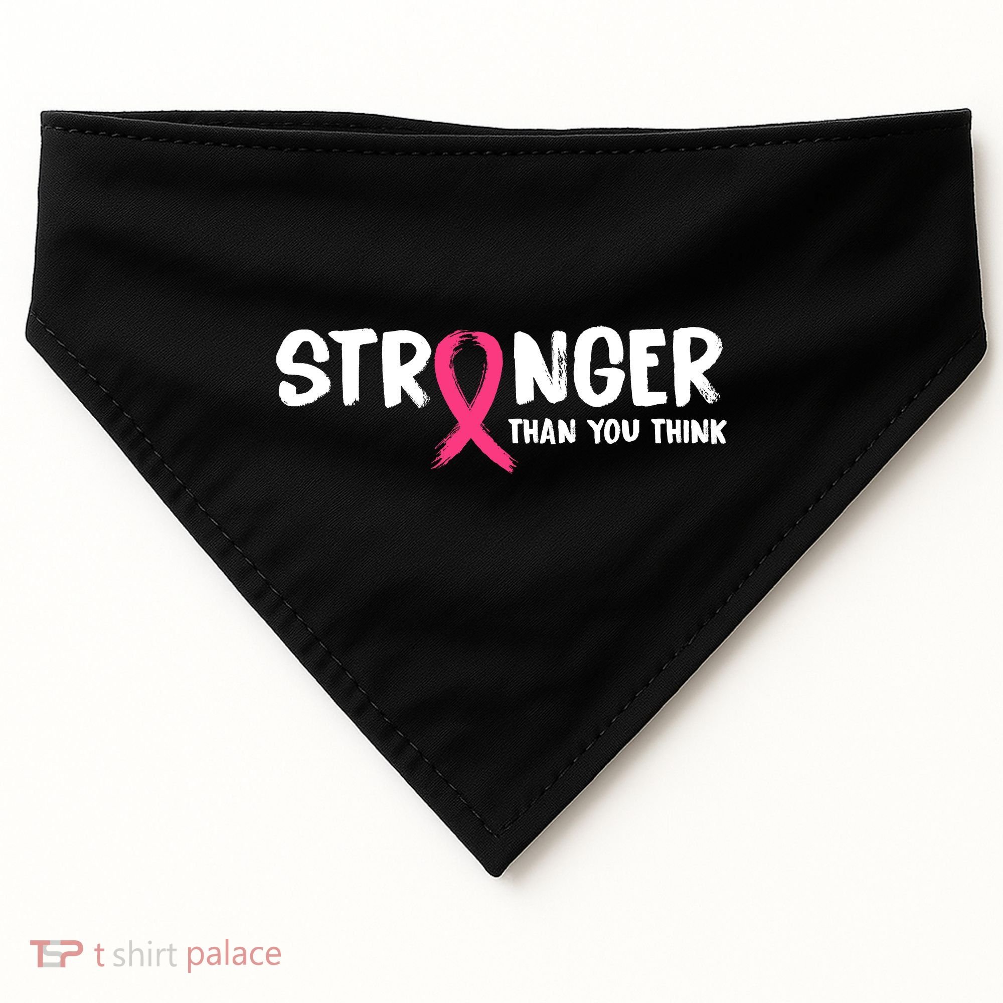 Stronger Than You Think Breast Cancer Ribbon  USA-Made Doggie Bandana