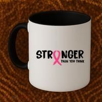 Stronger Than You Think Breast Cancer Ribbon  Coffee Mug thumb 2