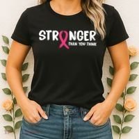Stronger Than You Think Breast Cancer Ribbon  Women's T-Shirt thumb 2