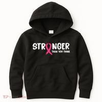 Stronger Than You Think Breast Cancer Ribbon  Kids Hoodie thumb 0