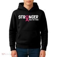 Stronger Than You Think Breast Cancer Ribbon  Kids Hoodie thumb 4