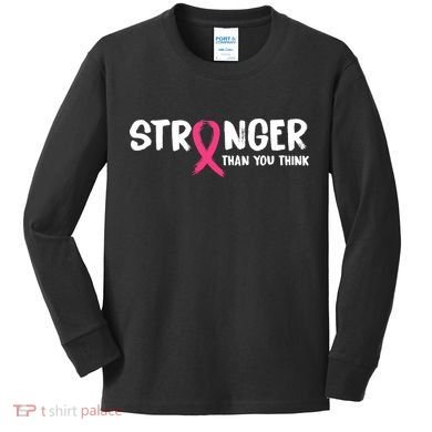 Stronger Than You Think Breast Cancer Ribbon  Kids Long Sleeve Shirt