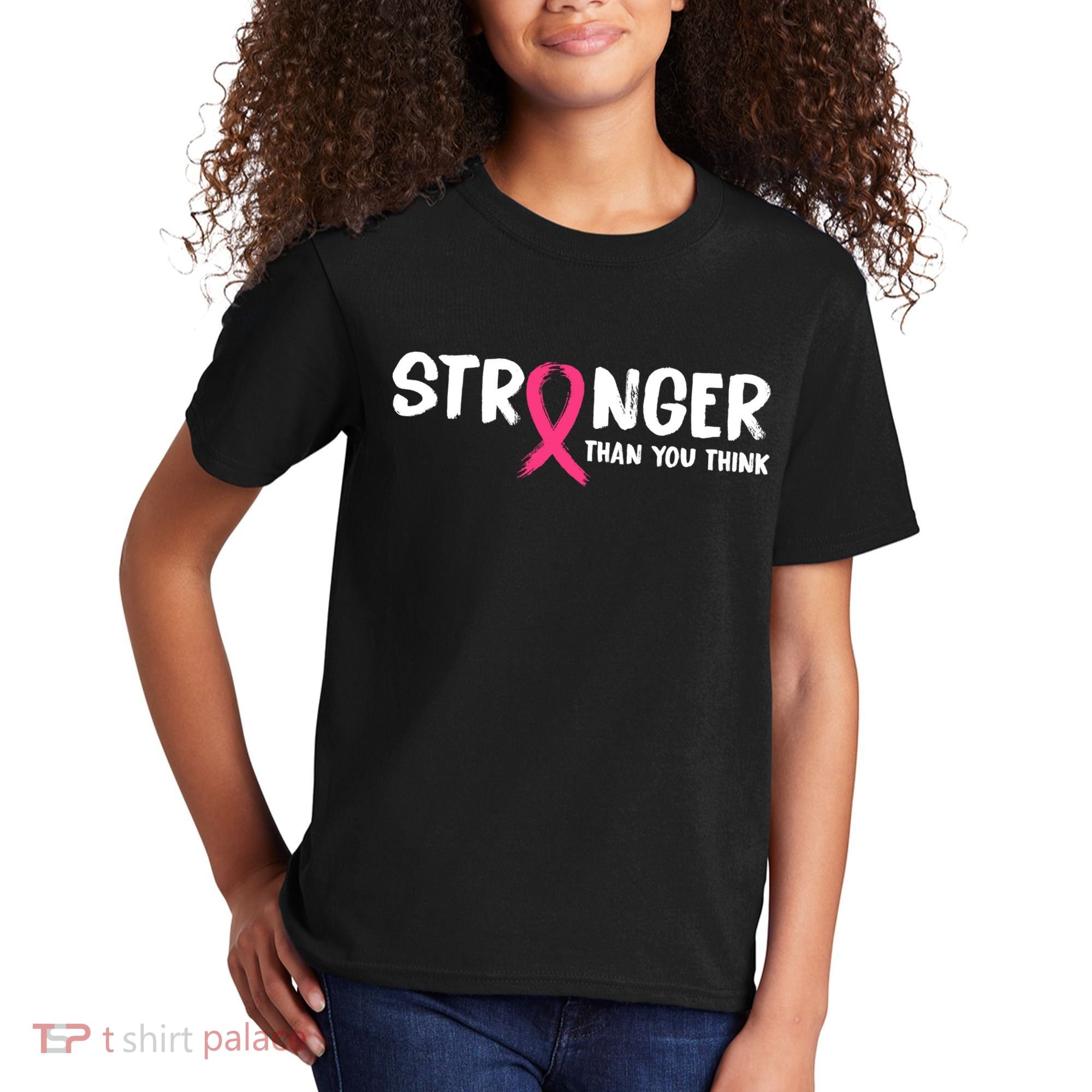 Stronger Than You Think Breast Cancer Ribbon  Kids T-Shirt