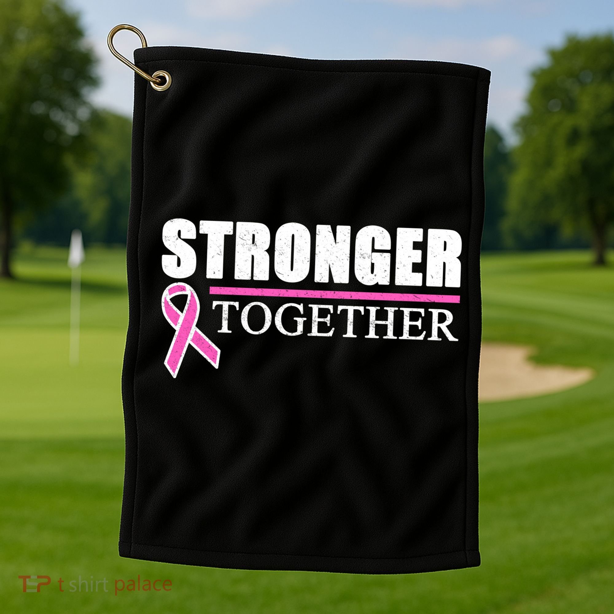 Stronger Together Breast Cancer Awareness Golf Towel
