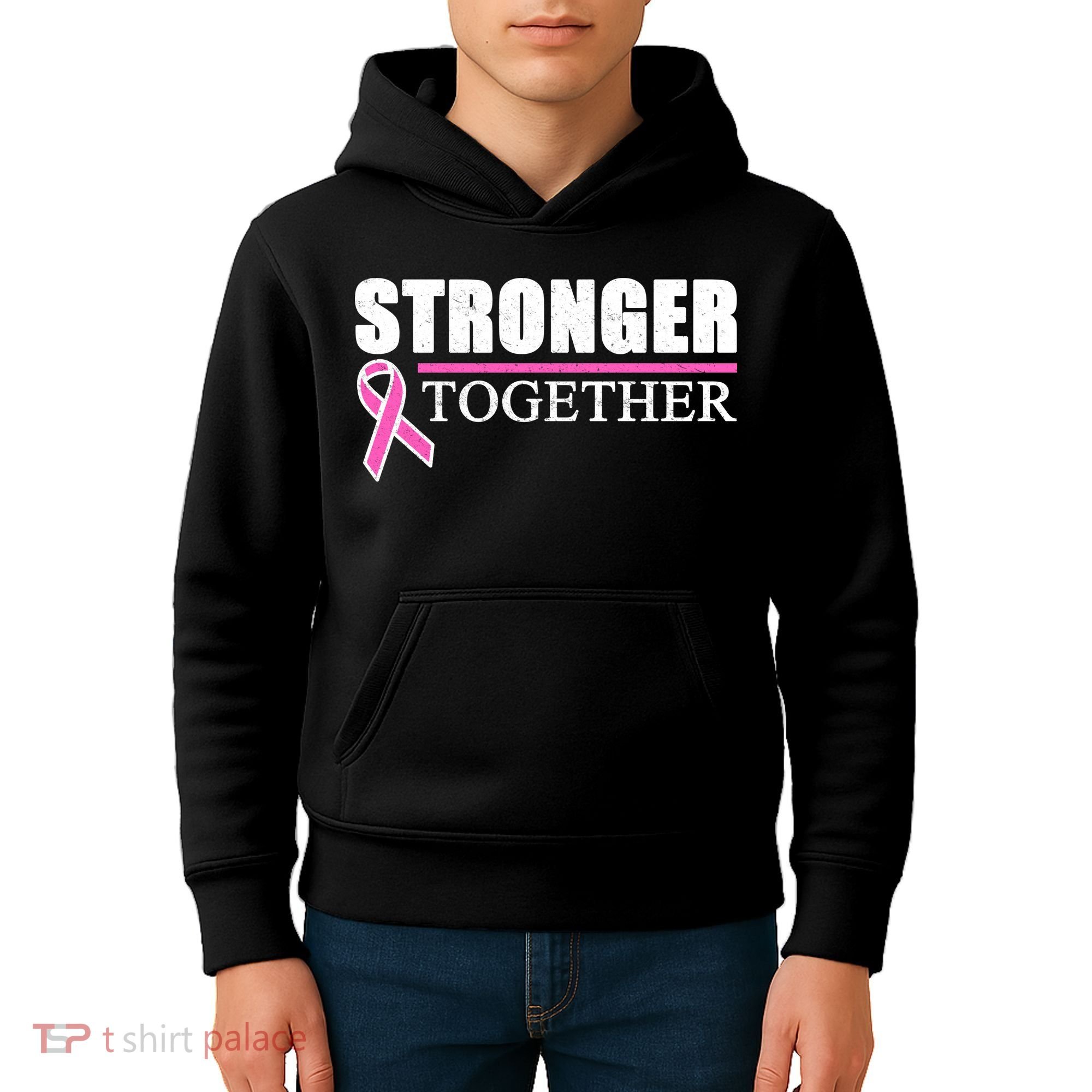 Stronger Together Breast Cancer Awareness Kids Hoodie