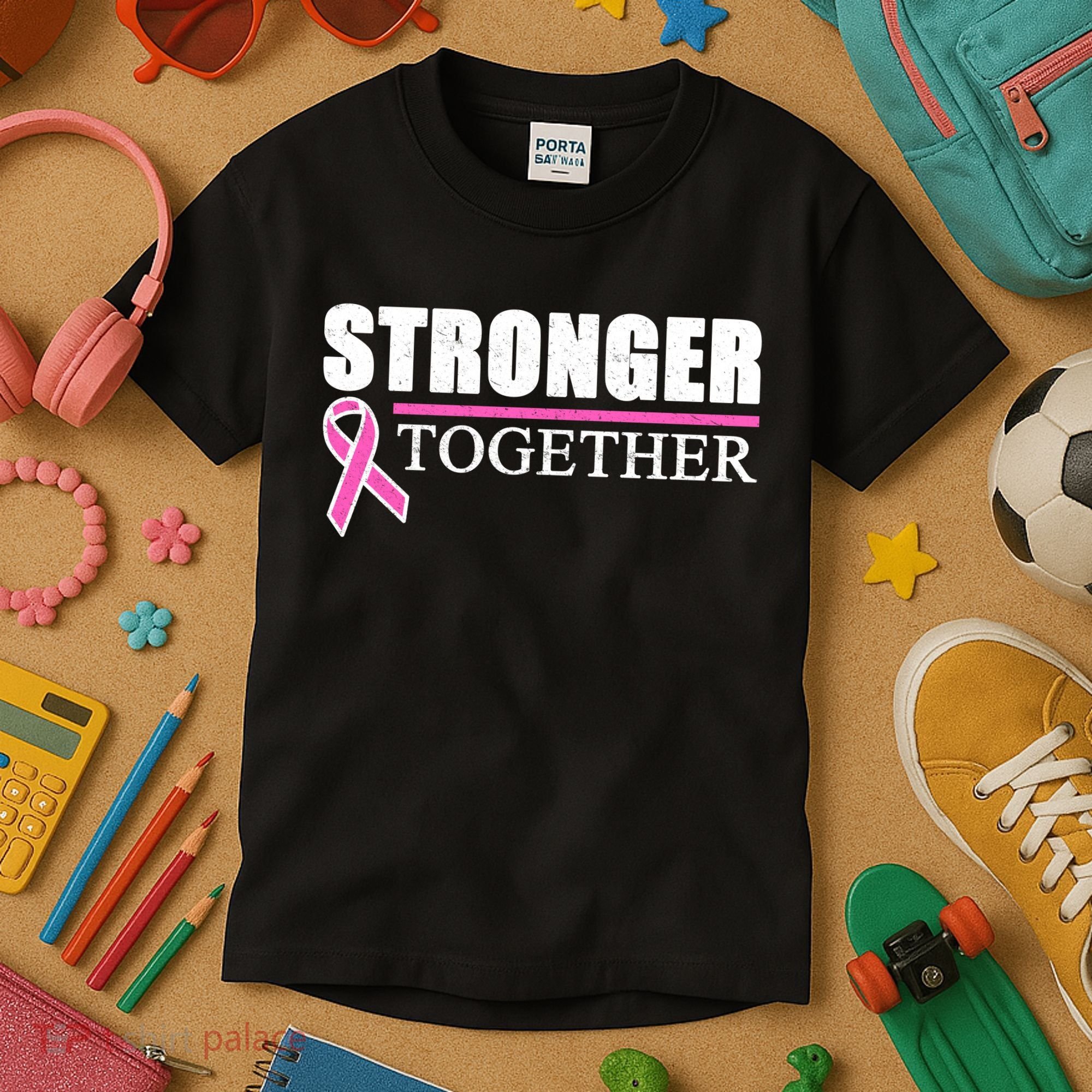 Stronger Together Breast Cancer Awareness Kids T-Shirt
