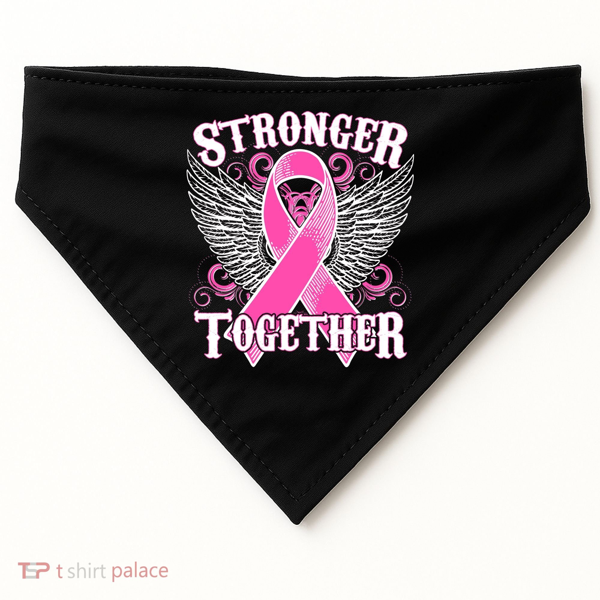 Stronger Together Support Breast Cancer Awareness  USA-Made Doggie Bandana