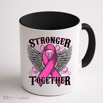 Stronger Together Support Breast Cancer Awareness  Coffee Mug back