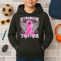 Stronger Together Support Breast Cancer Awareness  Kids Hoodie thumb 2