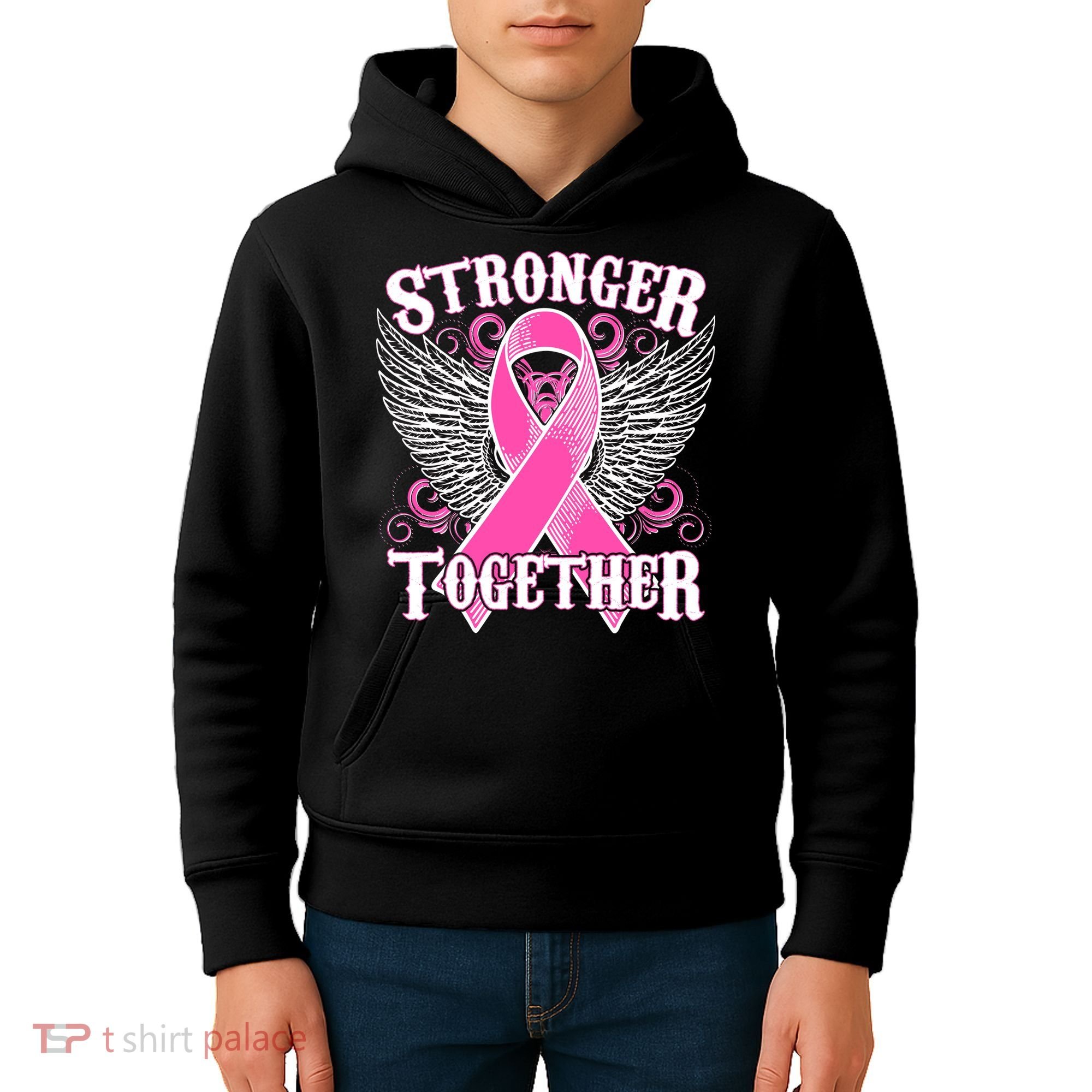 Stronger Together Support Breast Cancer Awareness  Kids Hoodie