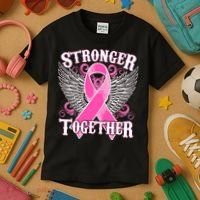 Stronger Together Support Breast Cancer Awareness  Kids T-Shirt thumb 3