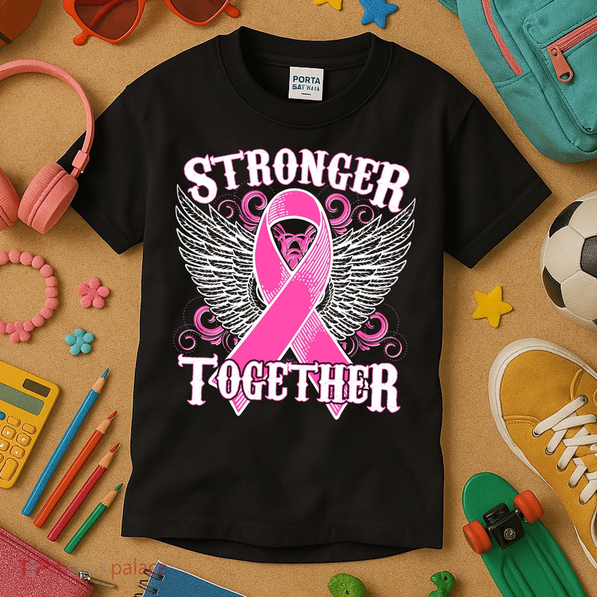 Stronger Together Support Breast Cancer Awareness  Kids T-Shirt
