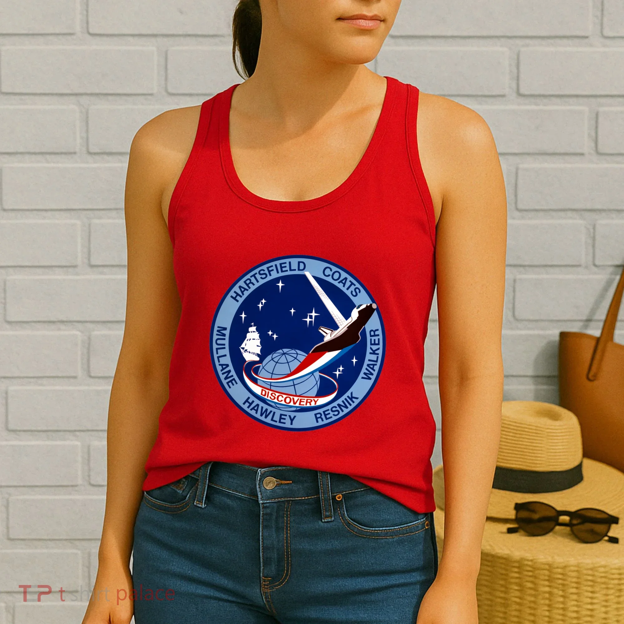 STS-41D Mission Insignia Patch Space Shuttle Challenger Women's Tank Top