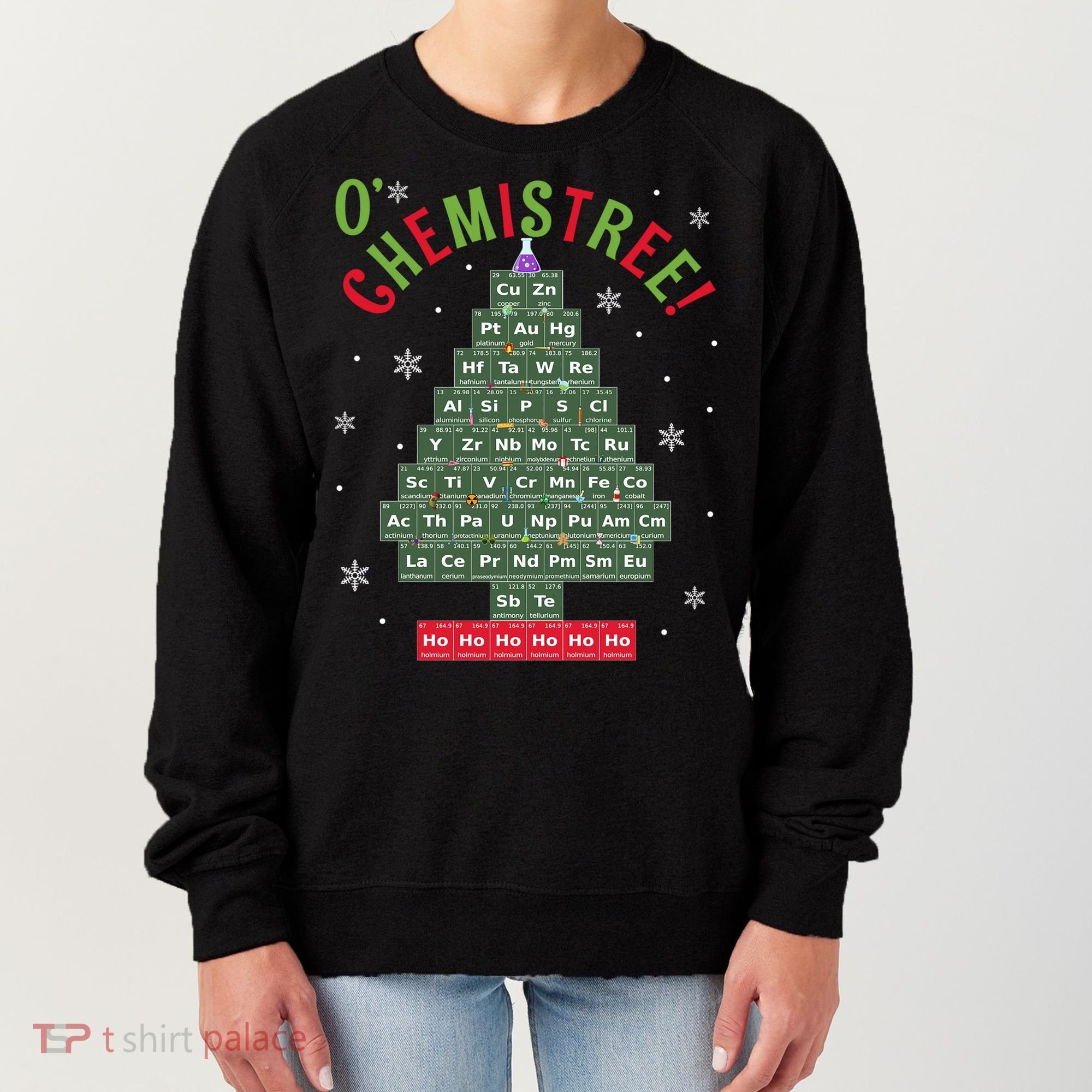 Science Teacher Scientist O Chemistree Christmas Tree Xmas Funny Gift Women's Sweatshirt