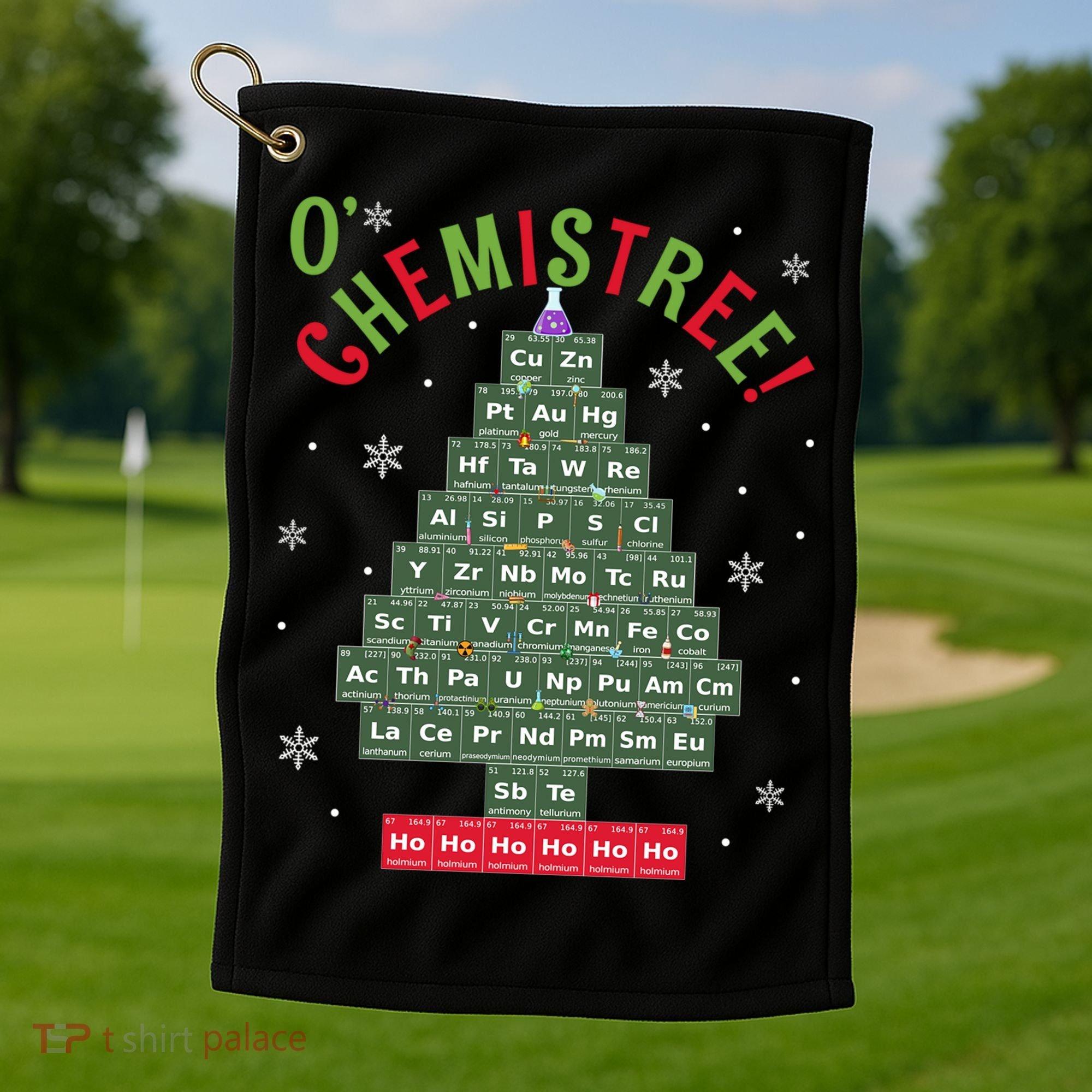 Science Teacher Scientist O Chemistree Christmas Tree Xmas Funny Gift Golf Towel