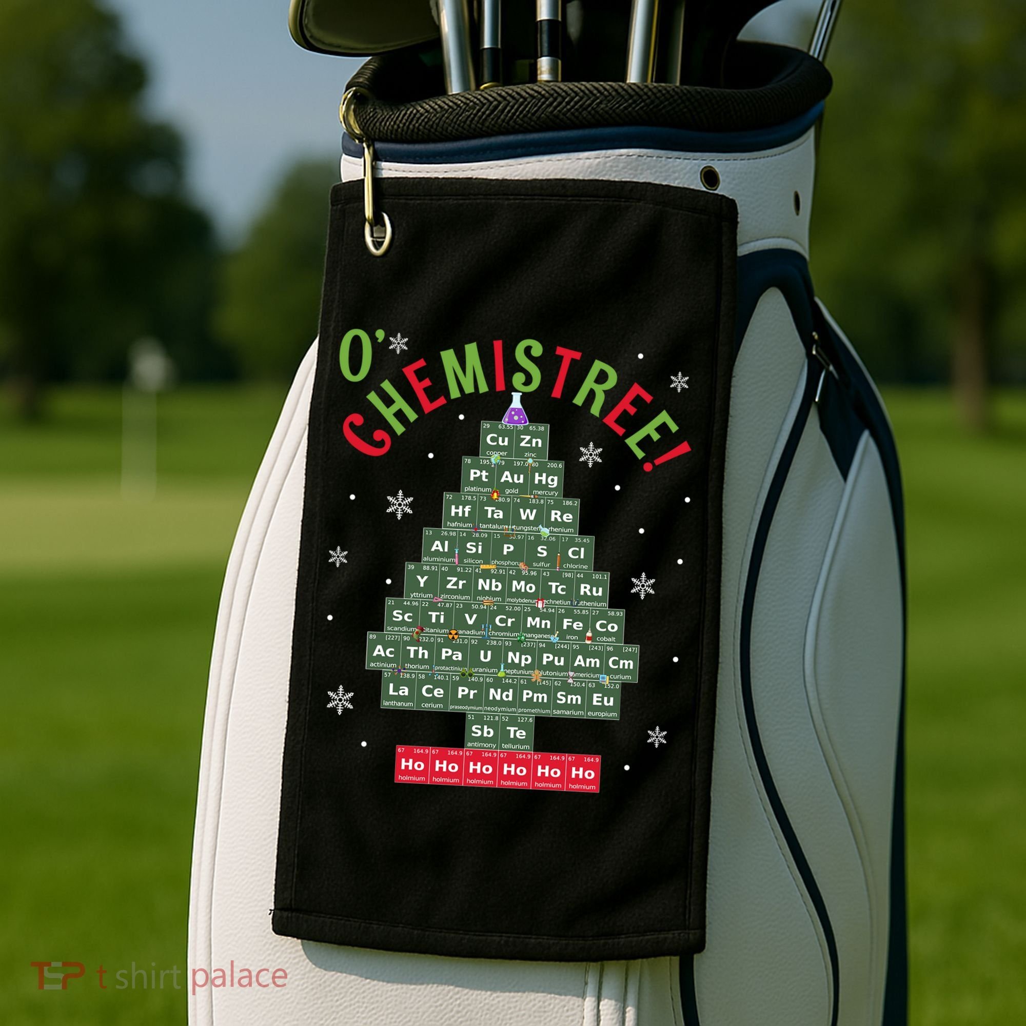 Science Teacher Scientist O Chemistree Christmas Tree Xmas Funny Gift Golf Towel