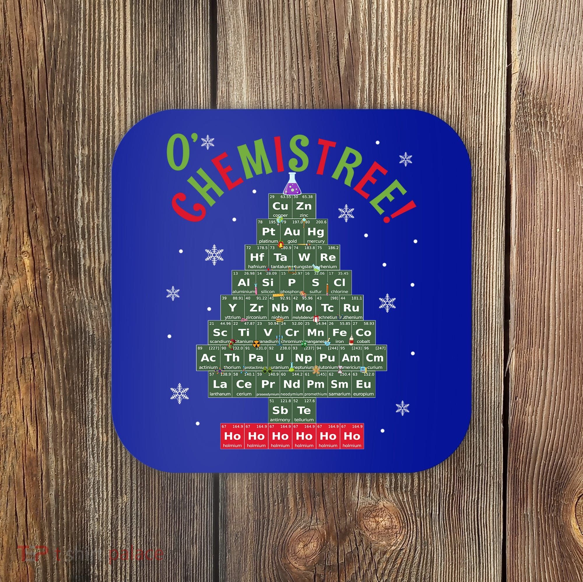 Science Teacher Scientist O Chemistree Christmas Tree Xmas Funny Gift Coaster