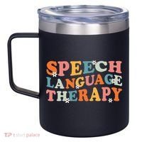 Speech Therapy Speech Language Therapy Pathologist Retro SLP 12oz Stainless Steel Coffee Mug thumb 2