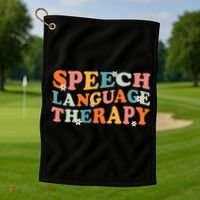 Speech Therapy Speech Language Therapy Pathologist Retro SLP Golf Towel thumb 1