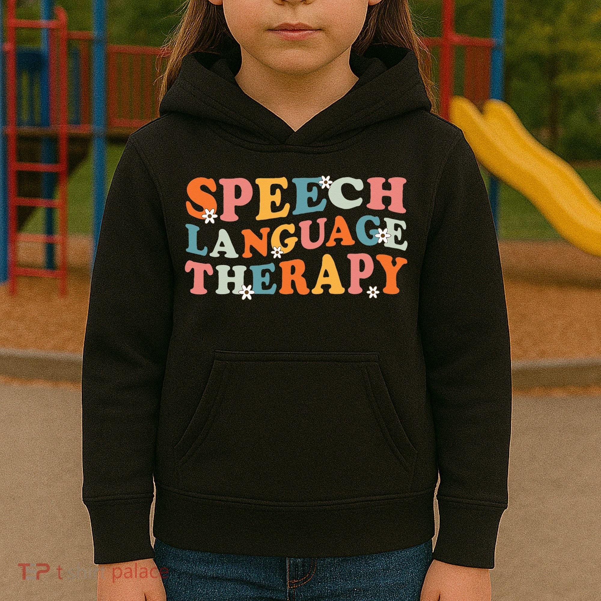 Speech Therapy Speech Language Therapy Pathologist Retro SLP Kids Hoodie