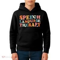 Speech Therapy Speech Language Therapy Pathologist Retro SLP Kids Hoodie thumb 4