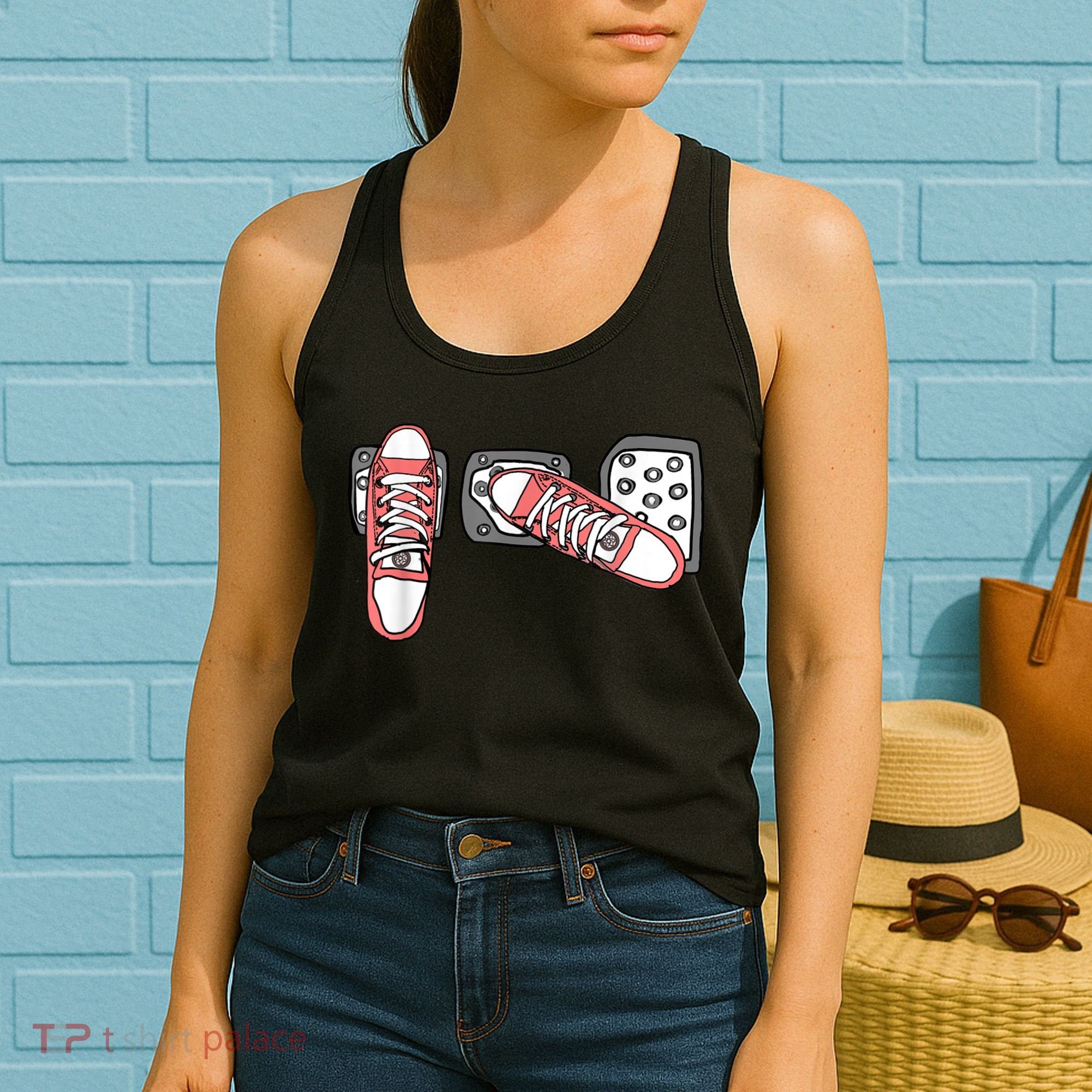Save The Stick Funny Manual Transmission Three Pedals Car Women's Tank Top