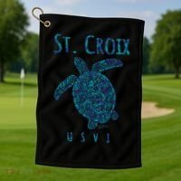 Sea Turtle St Croix USVI Golf Towel thumb 1