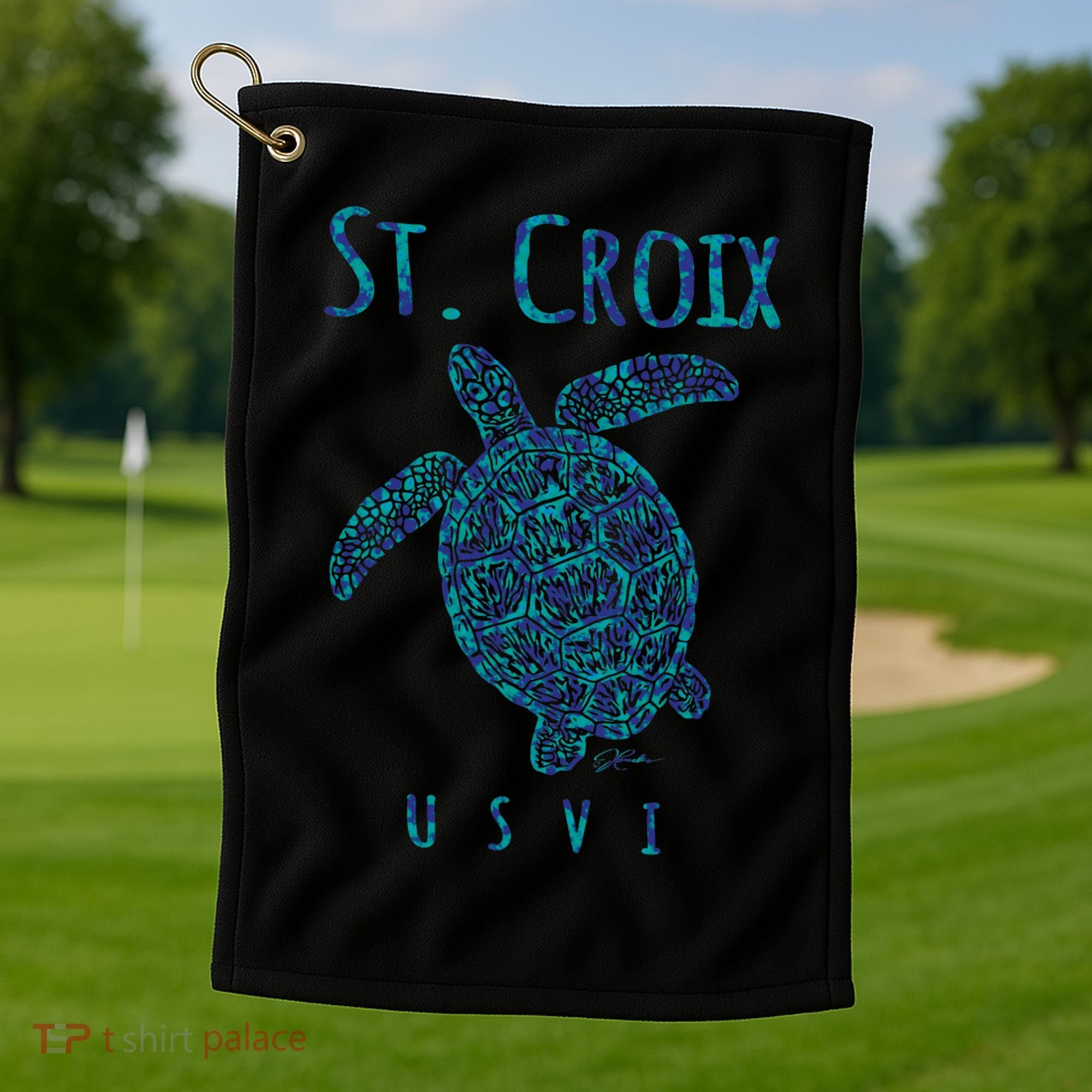 Sea Turtle St Croix USVI Golf Towel